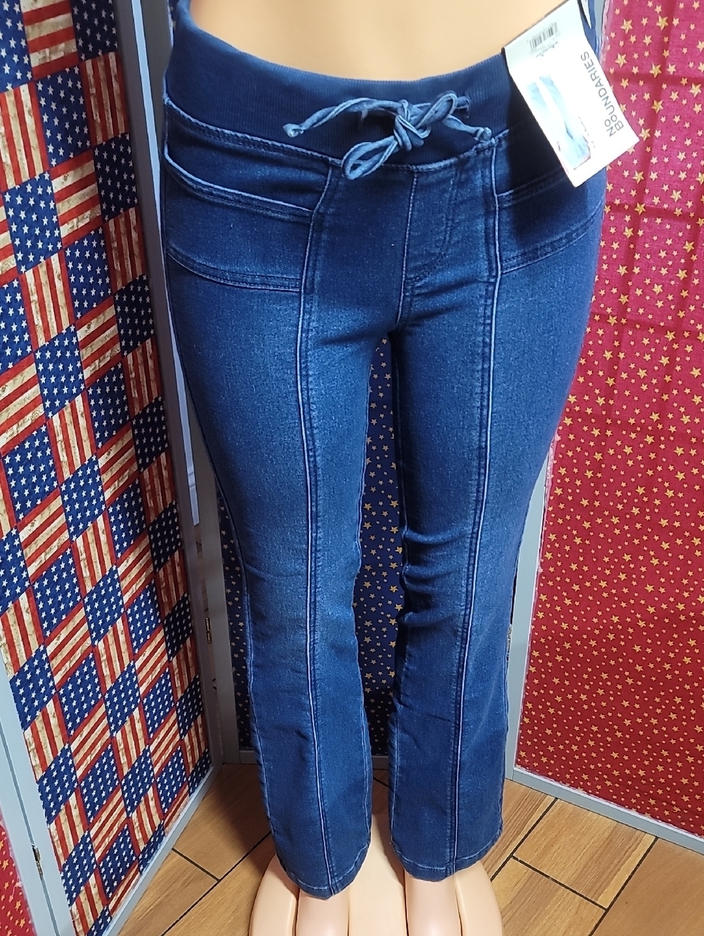 Women's Dark Blue Pull-On Knit Waist Jeans - Unbranded